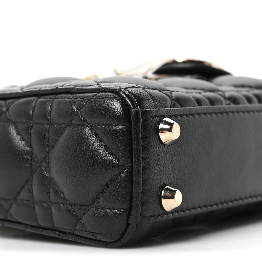 Christian Dior Lambskin Cannage Micro Lady Dior Black