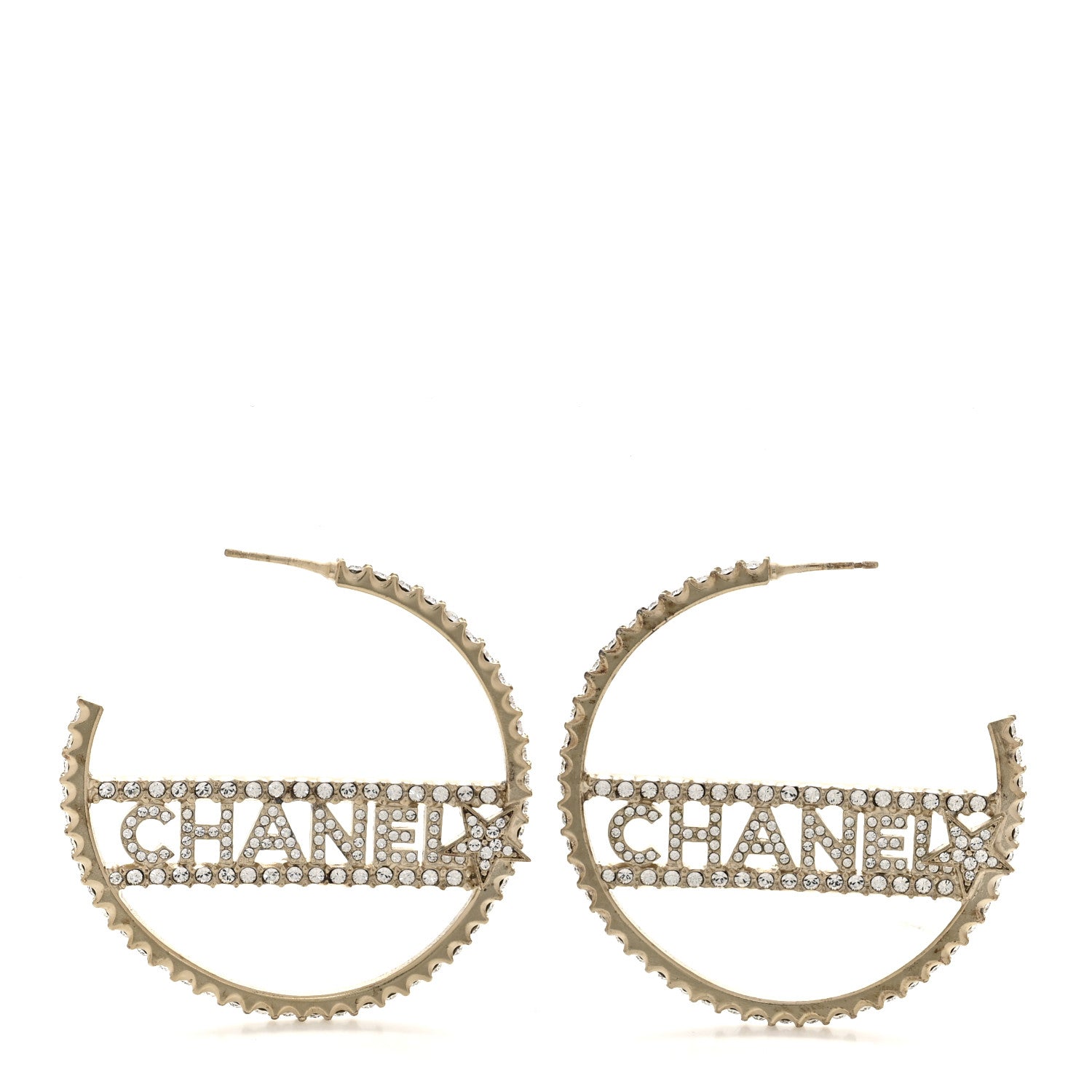Crystal Logo Hoop Earrings Gold