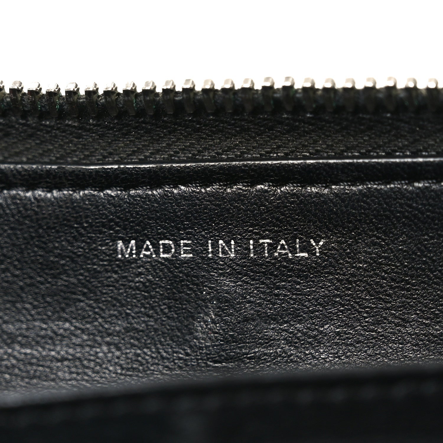 Lambskin Camellia Embossed Large Zip Around Gusset Wallet Black White