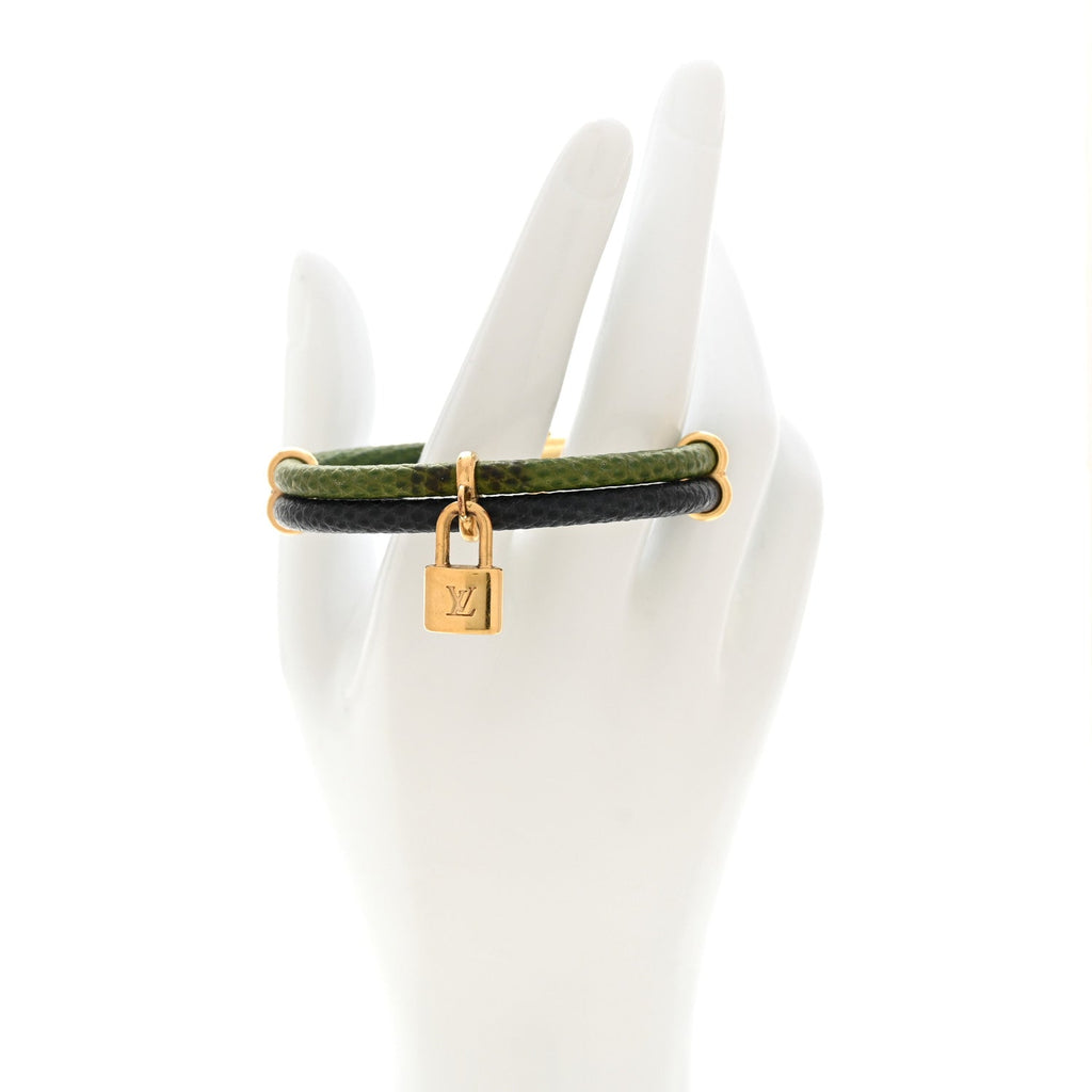 Louis Vuitton Snakeskin Keep It Twice Bracelet Blue Green