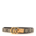 Gucci GG Supreme Monogram Plutone Calfskin Double G Reversible Belt Beige Ebony