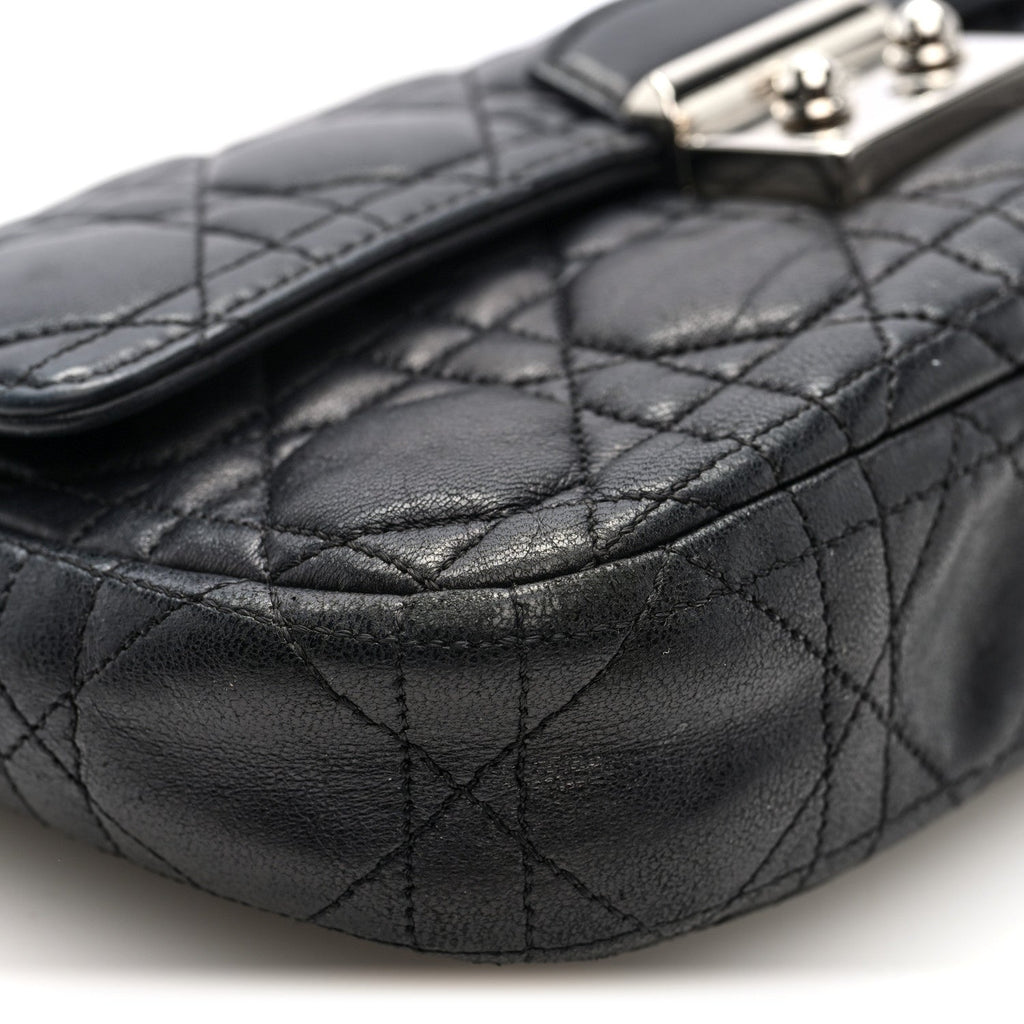Christian Dior Lambskin Cannage Miss Dior Promenade Pouch Black