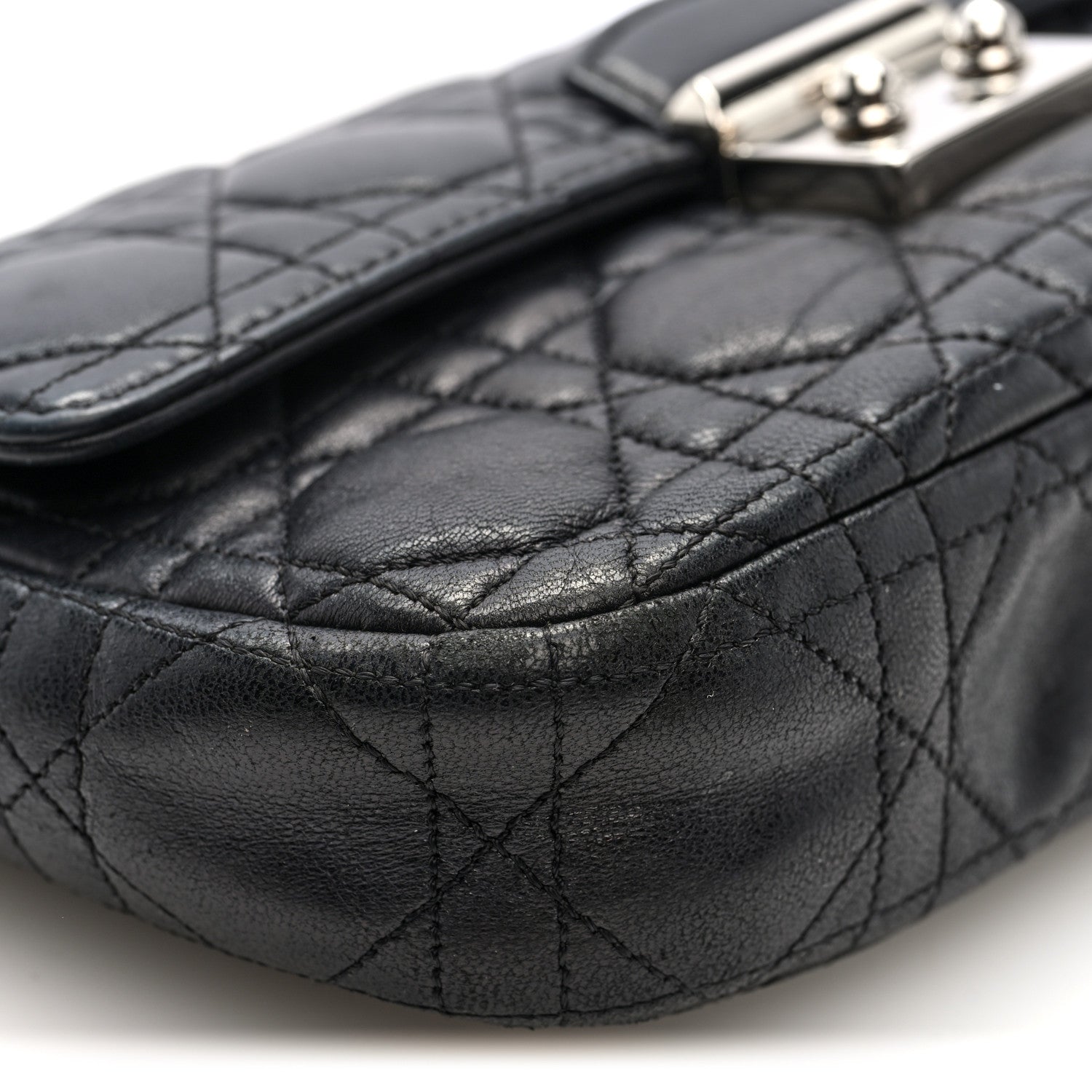 Christian Dior Lambskin Cannage Miss Dior Promenade Pouch Black