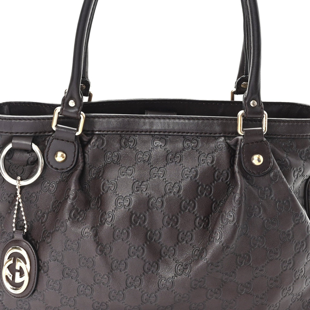 Gucci Guccissima Medium Sukey Top Handle Tote Chocolate