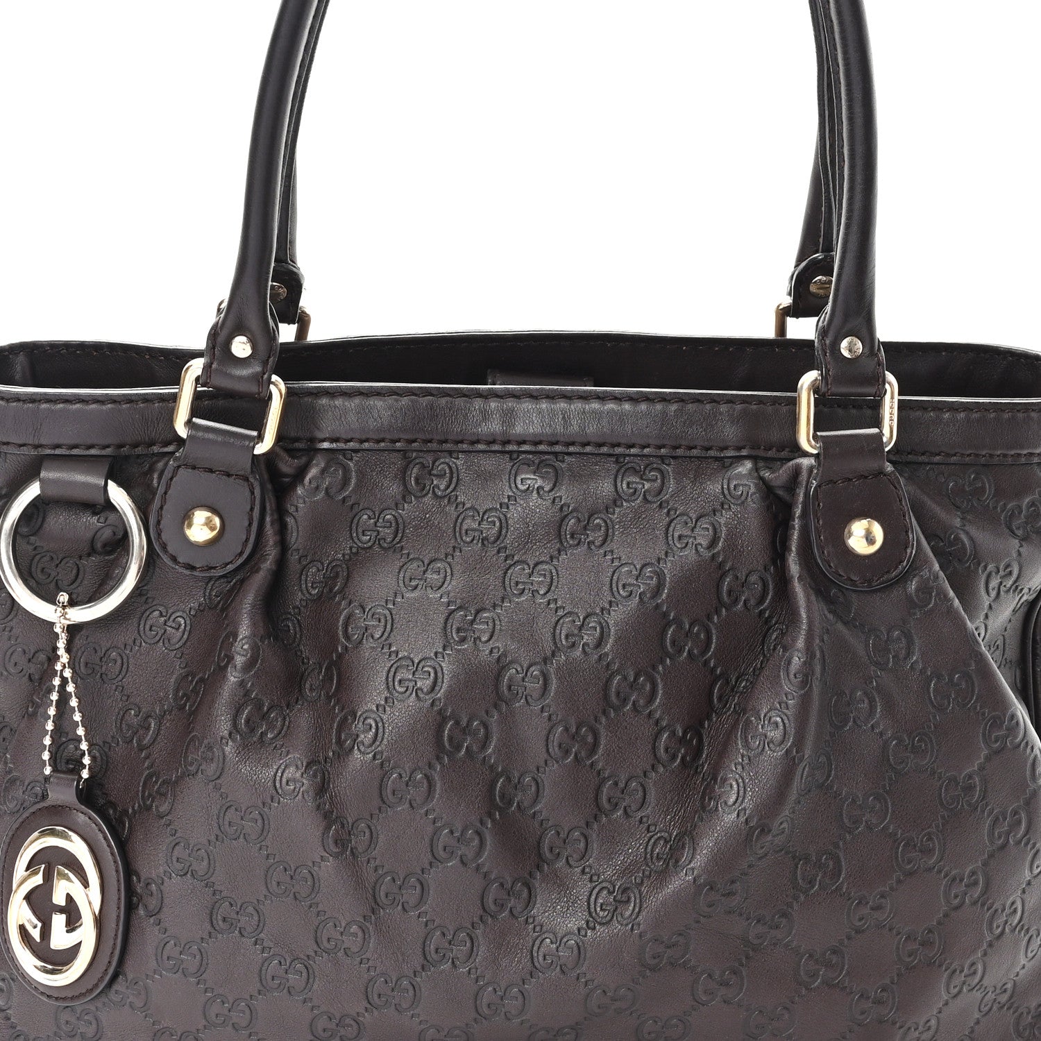 Gucci Guccissima Medium Sukey Top Handle Tote Chocolate