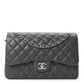 Chanel Lambskin Quilted Jumbo Double Flap Dark Grey
