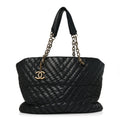 Chanel Calfskin Chevron Quilted Surpique Tote Black