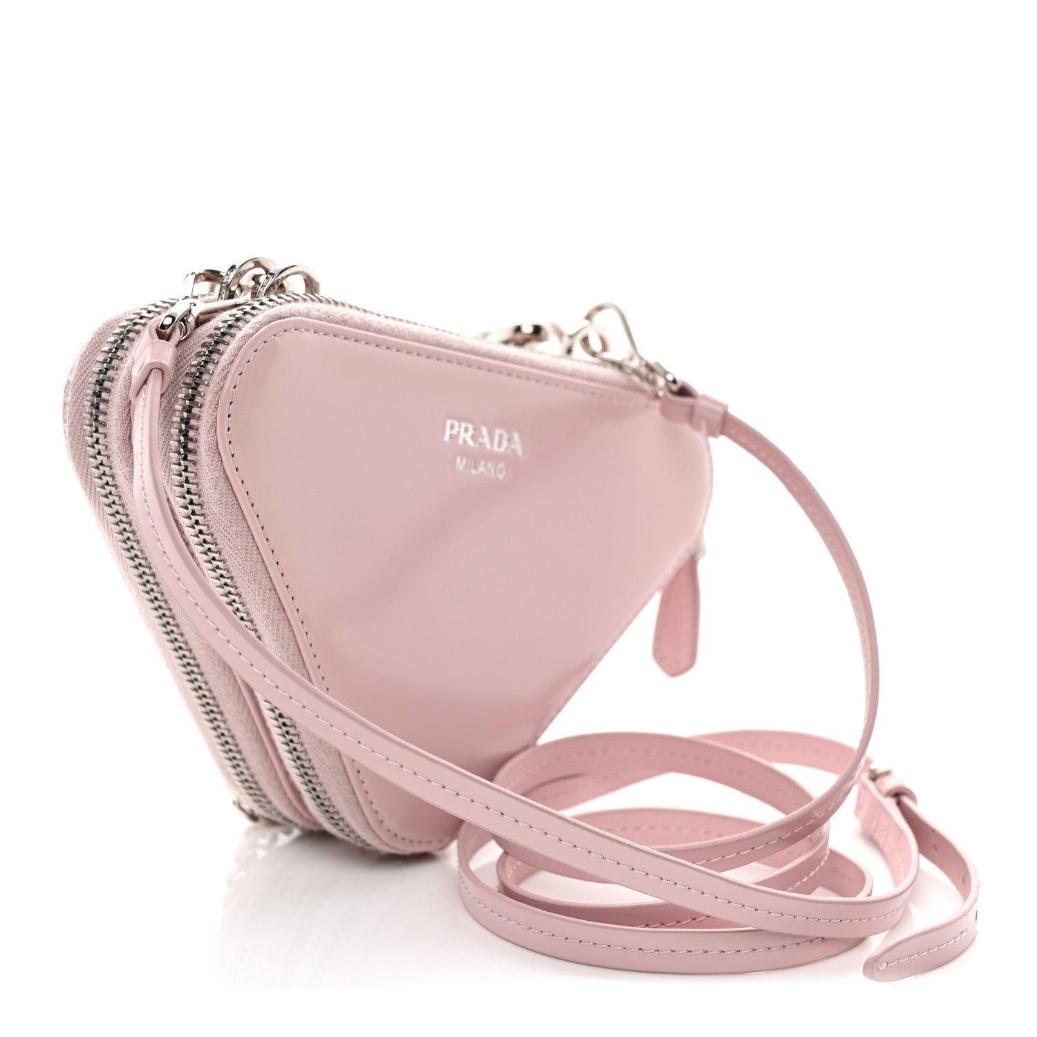 Prada Satin Crystal Mini Triangle Crossbody Pouch Alabastro
