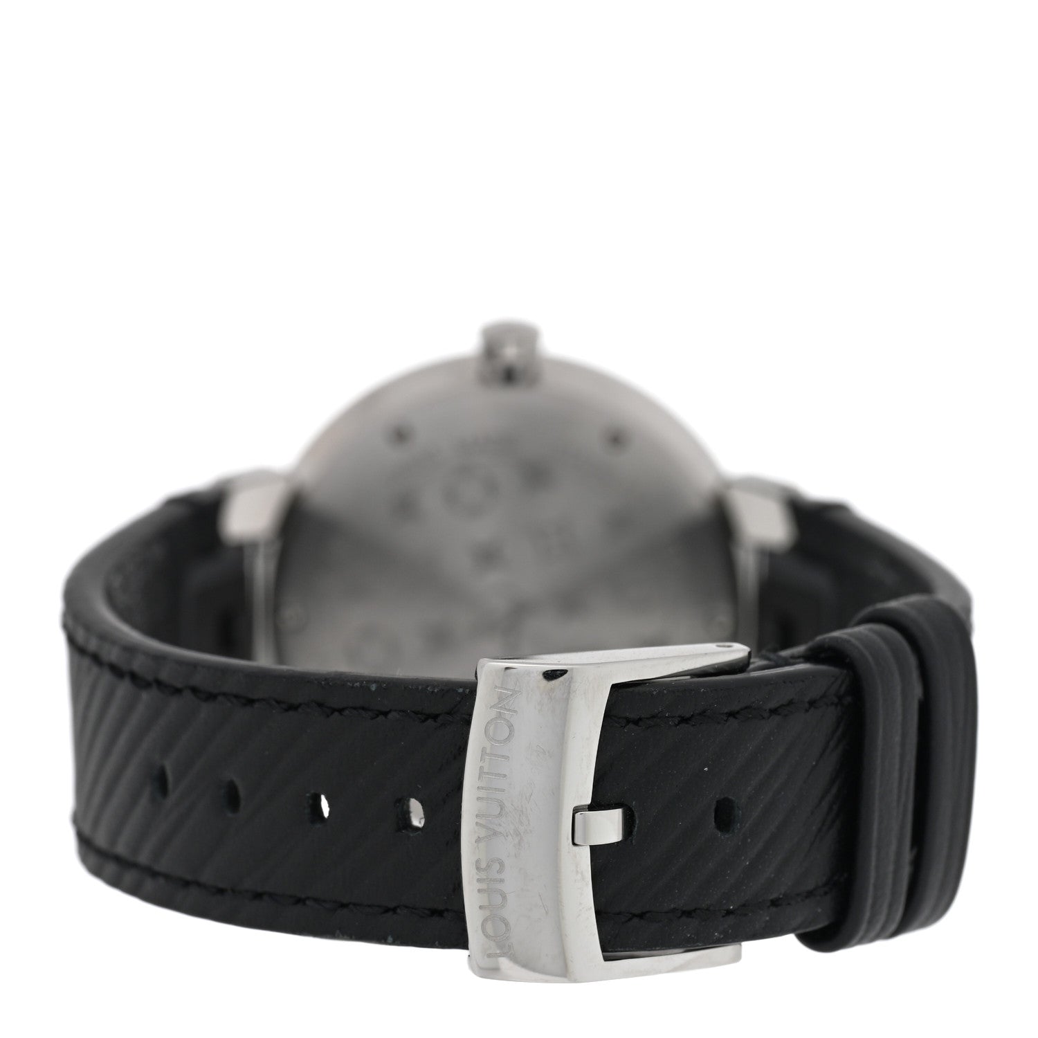 Louis Vuitton Stainless Steel Epi Diamond 33mm Tambour Slim Quartz Watch Black
