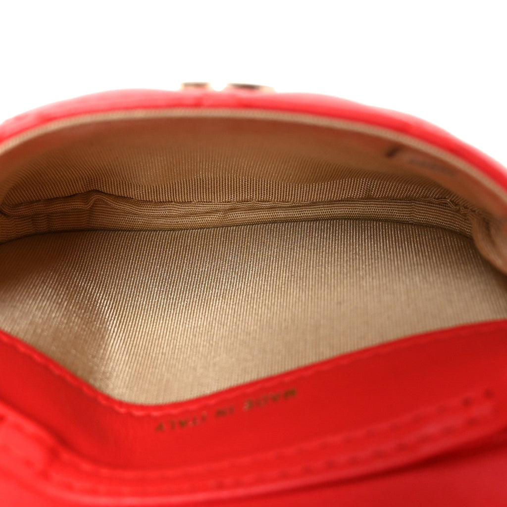 Chanel Lambskin Quilted Pearl Crush Waist Bag Red
