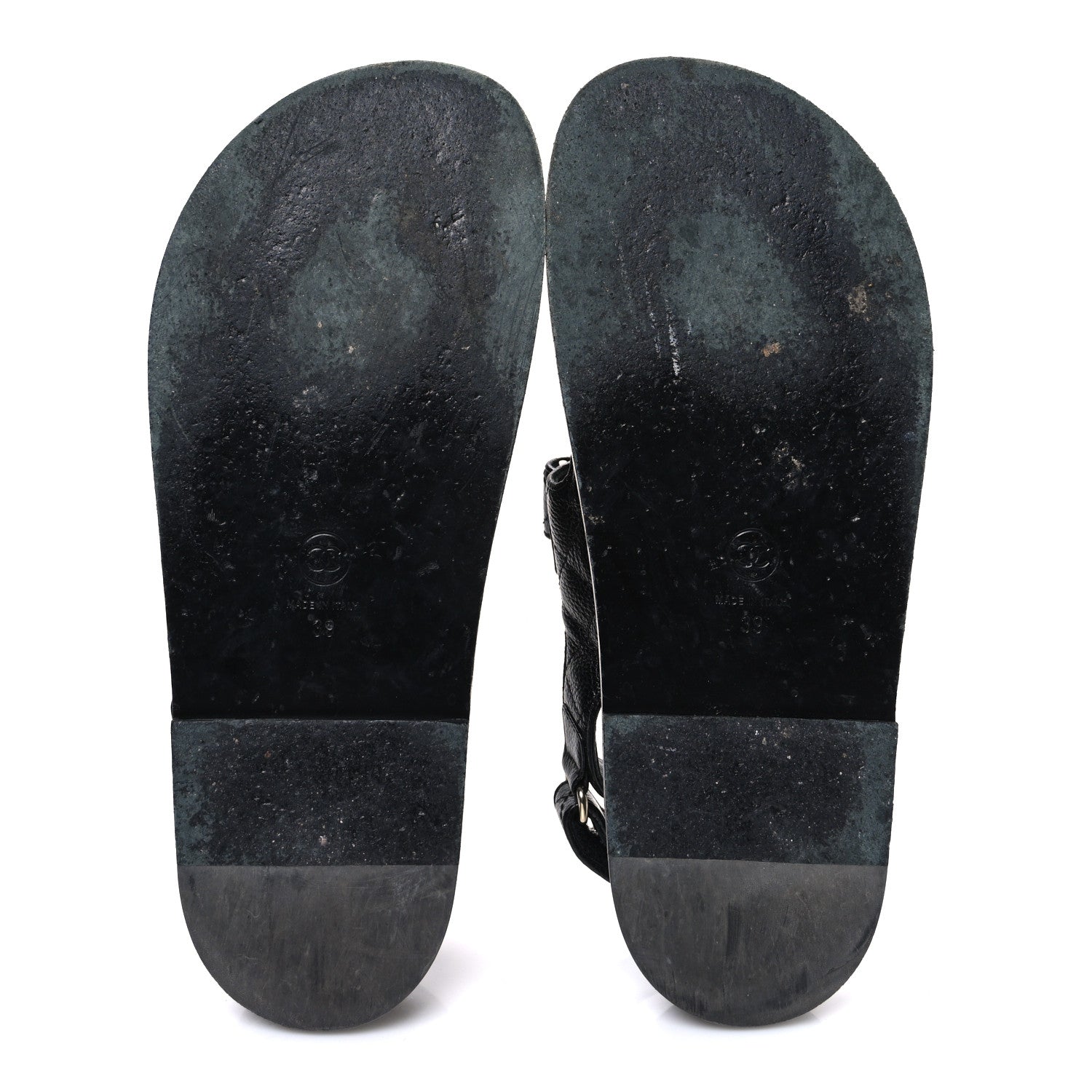 Grained Calfskin Velcro Dad Sandals 39 Black