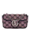 Gucci Monogram Multicolor Matelasse Diagonal Super Mini GG Marmont Shoulder Bag Pink Blue