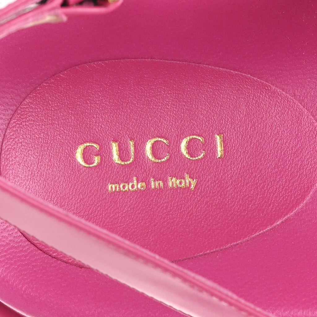 Gucci Calfskin Elizabeth Nappa Charlotte Logo Slingback Sandals 36.5 Fancy Fuchsia