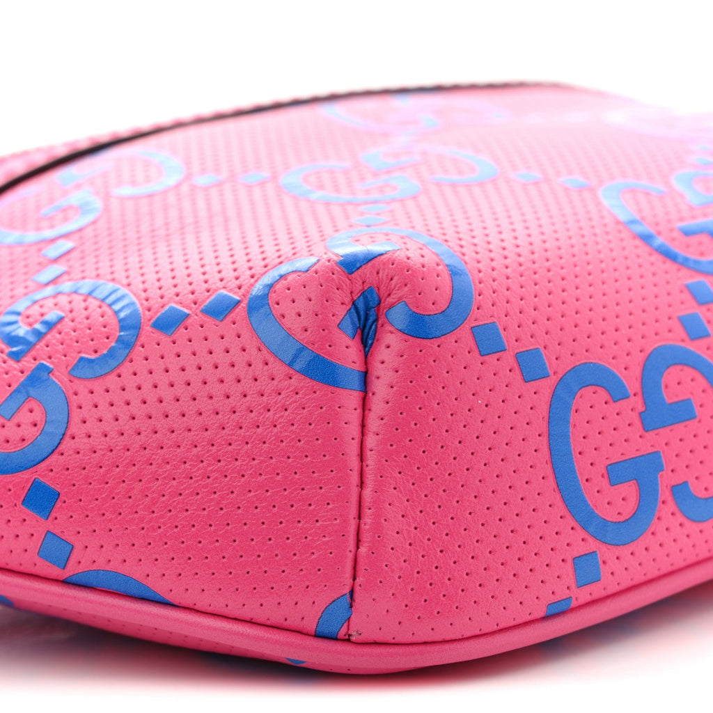 Gucci Calfskin GG Tennis Bi-Color Embossed Belt Bag Modern Fucsia Modern Blue