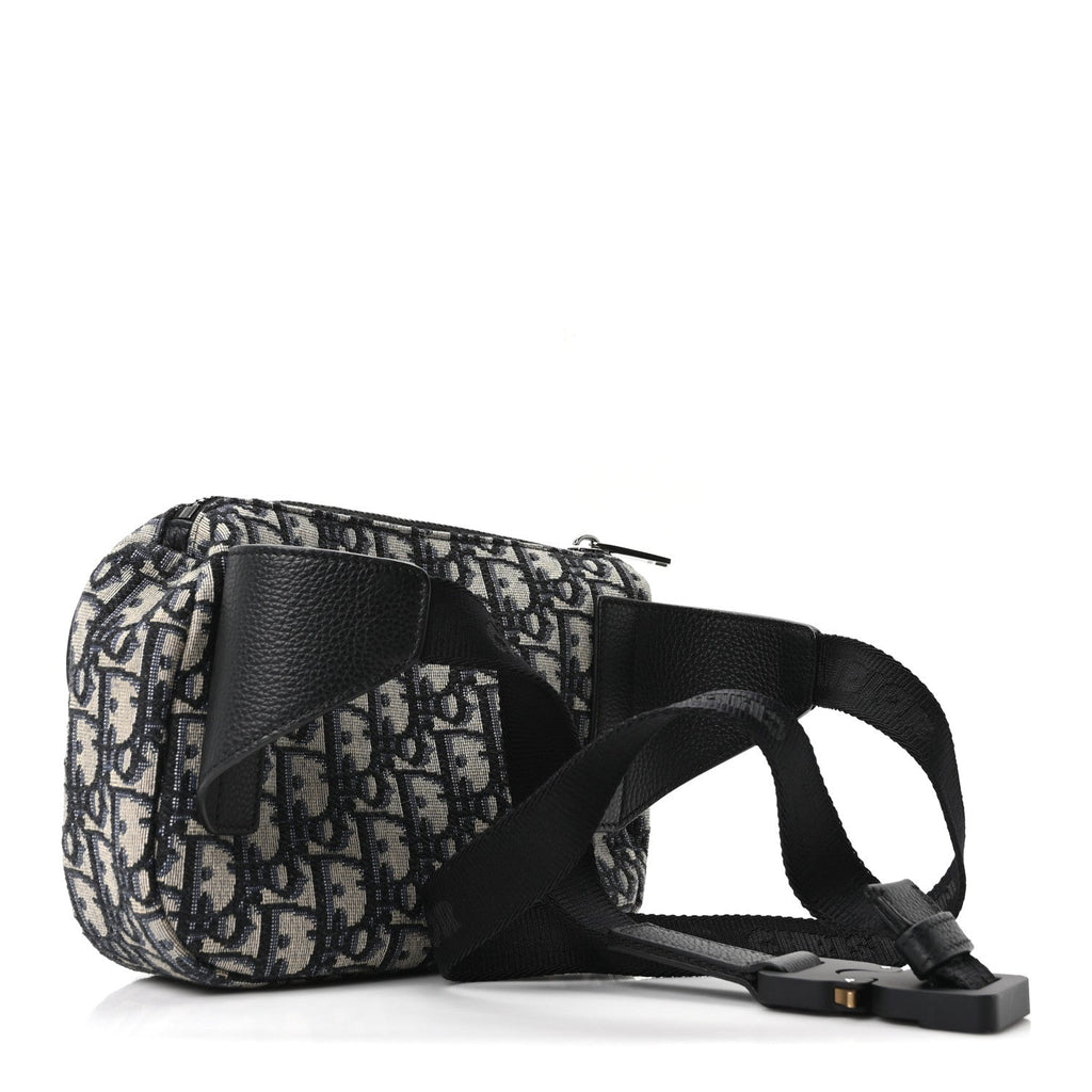 Christian Dior Oblique World Tour Saddle Belt Bag Beige Black