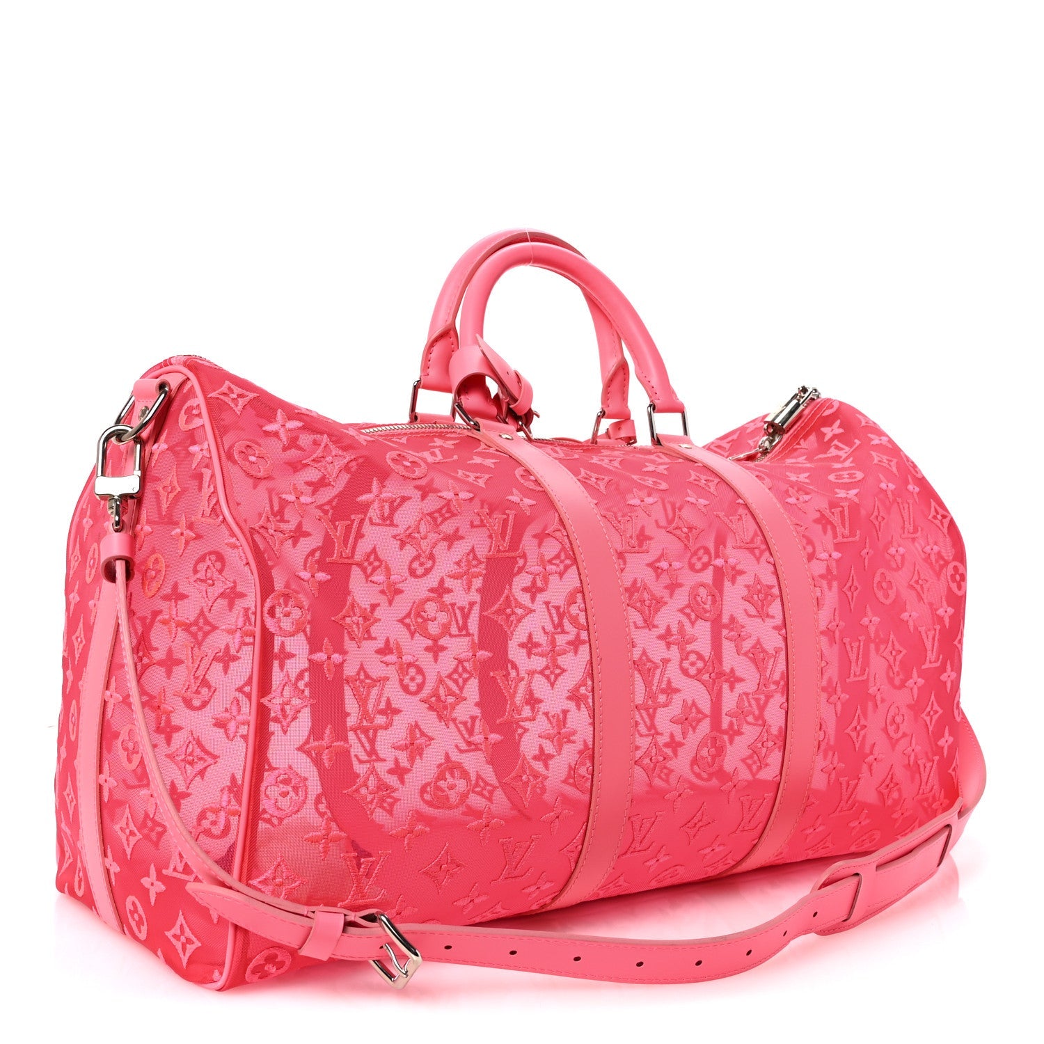 Louis Vuitton Monogram Fluo See Through Keepall Bandouliere 50 Rose