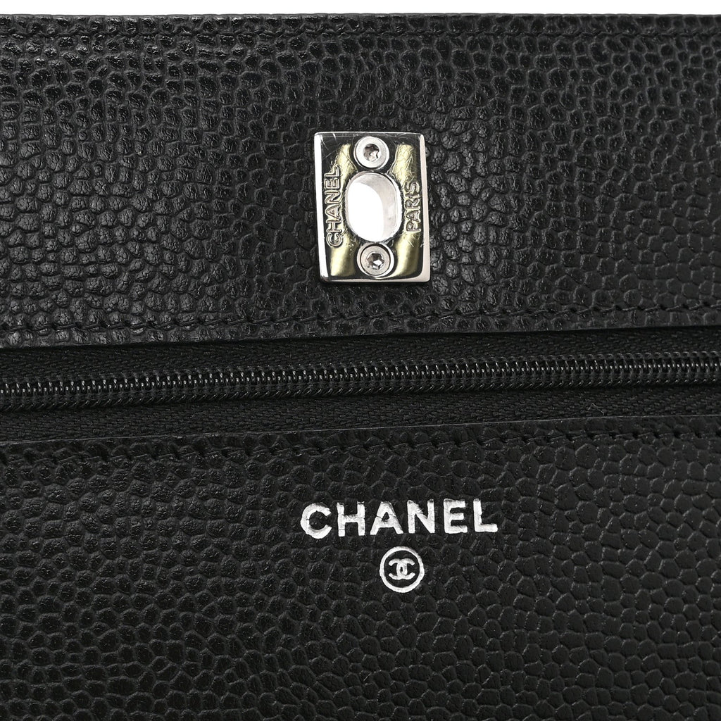 Chanel Caviar Quilted CC Turnlock Wallet On Chain WOC Black