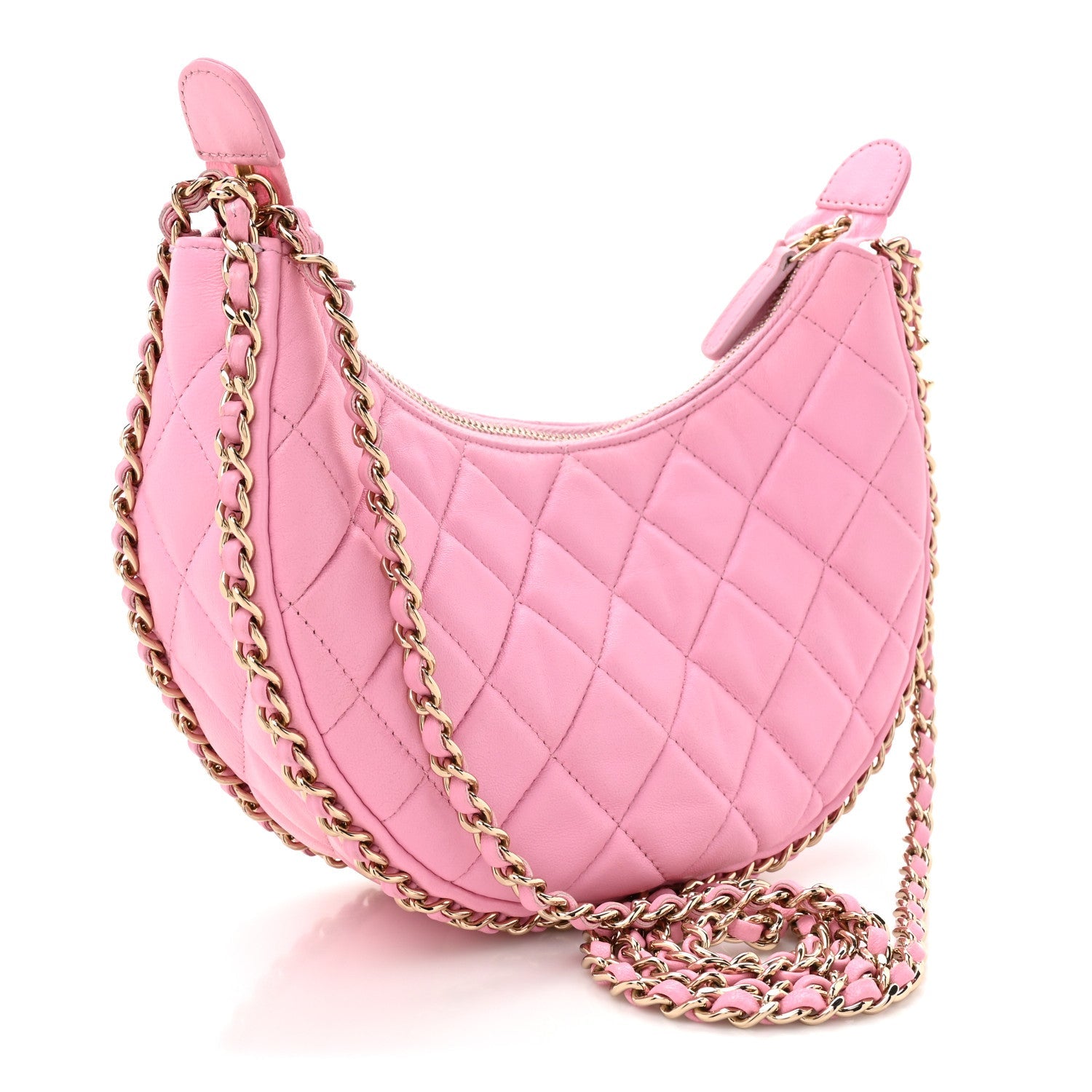 Chanel Lambskin Quilted Small Hobo Bag Pink