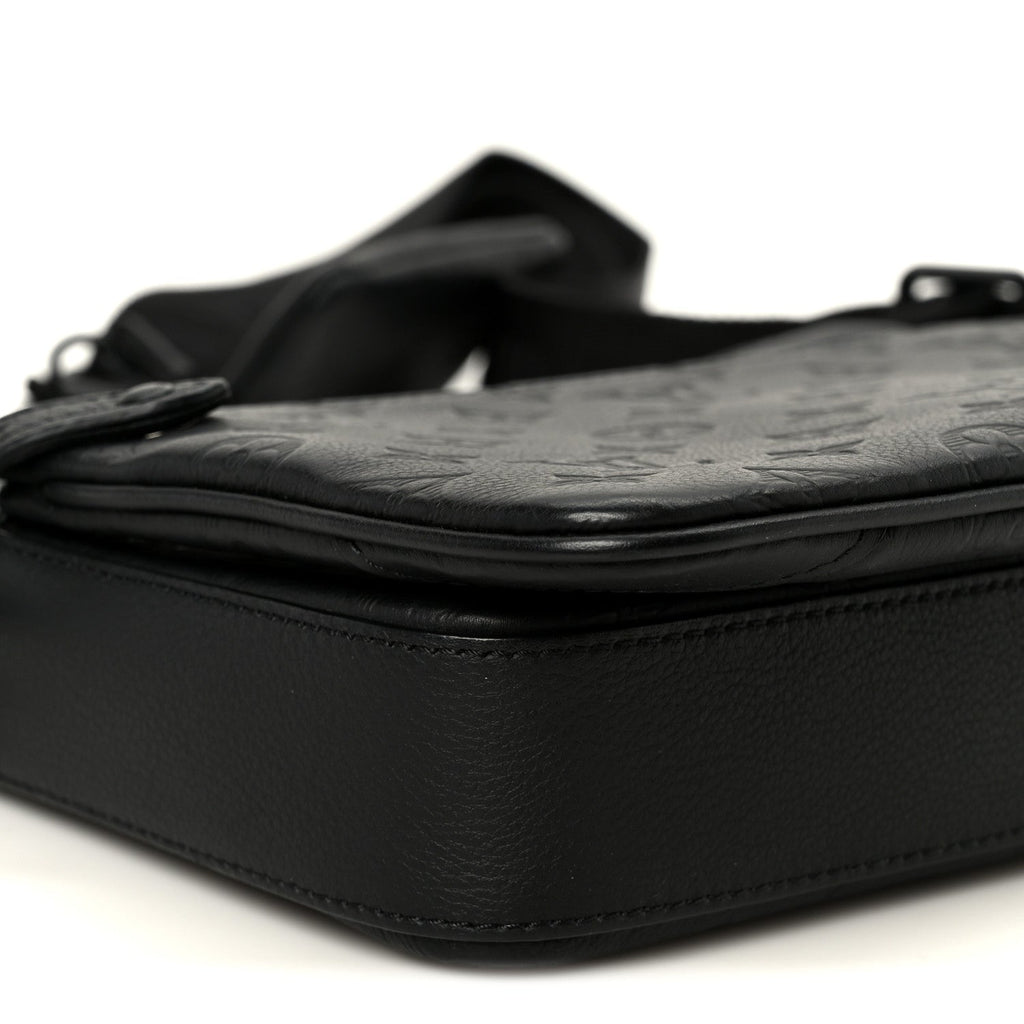 Louis Vuitton Calfskin Monogram Shadow Trio Messenger Black