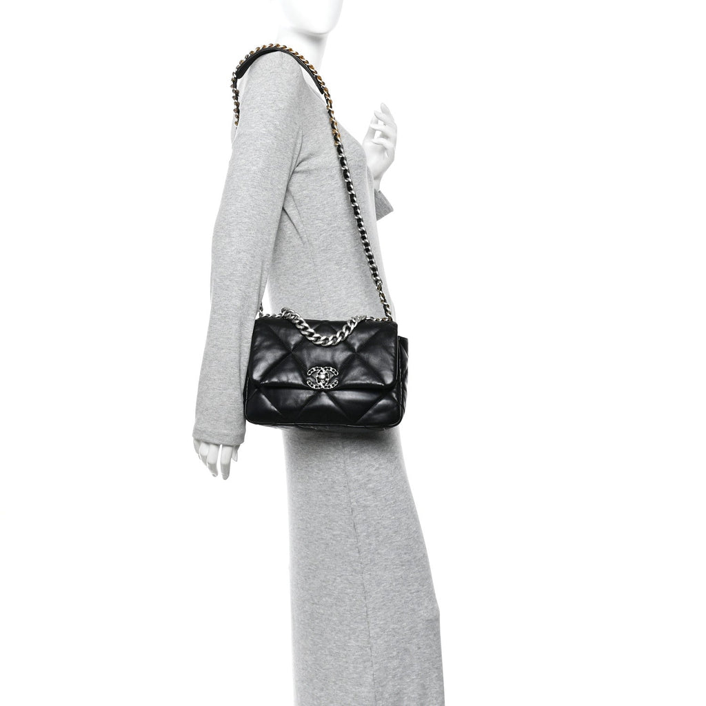 Chanel Lambskin Quilted Medium Chanel 19 Flap Black