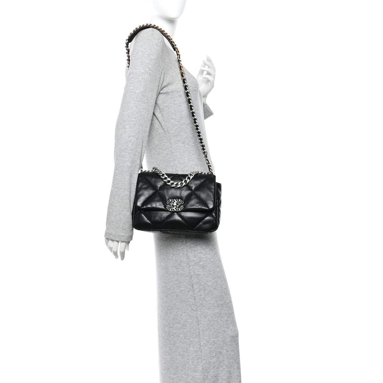 Chanel Lambskin Quilted Medium Chanel 19 Flap Black