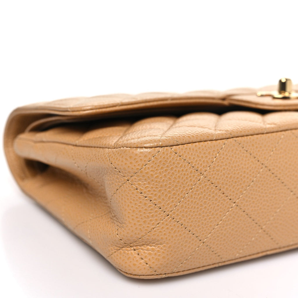 Chanel Caviar Quilted Medium Double Flap Beige