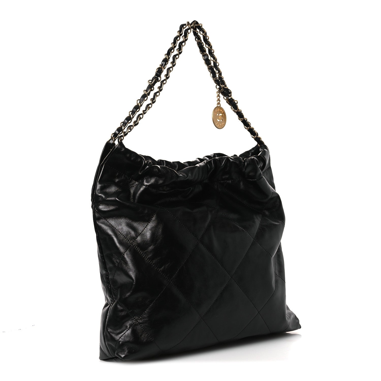 Chanel Shiny Calfskin Quilted Chanel 22 Black White