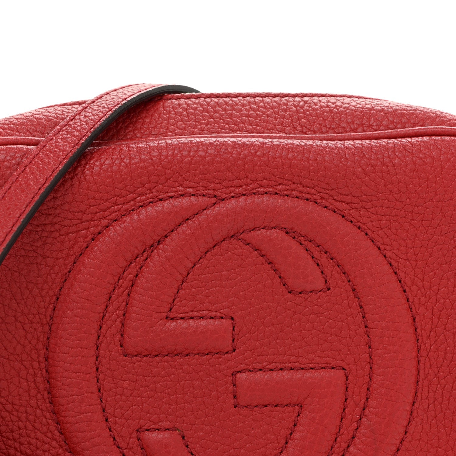 Gucci Pebbled Calfskin Small Soho Disco Bag Tabasco Red