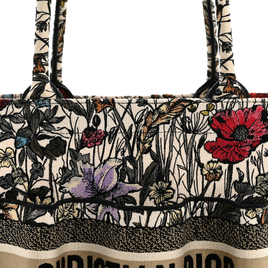 Christian Dior Canvas Embroidered Mille Fleurs Catherine Tote Multicolor