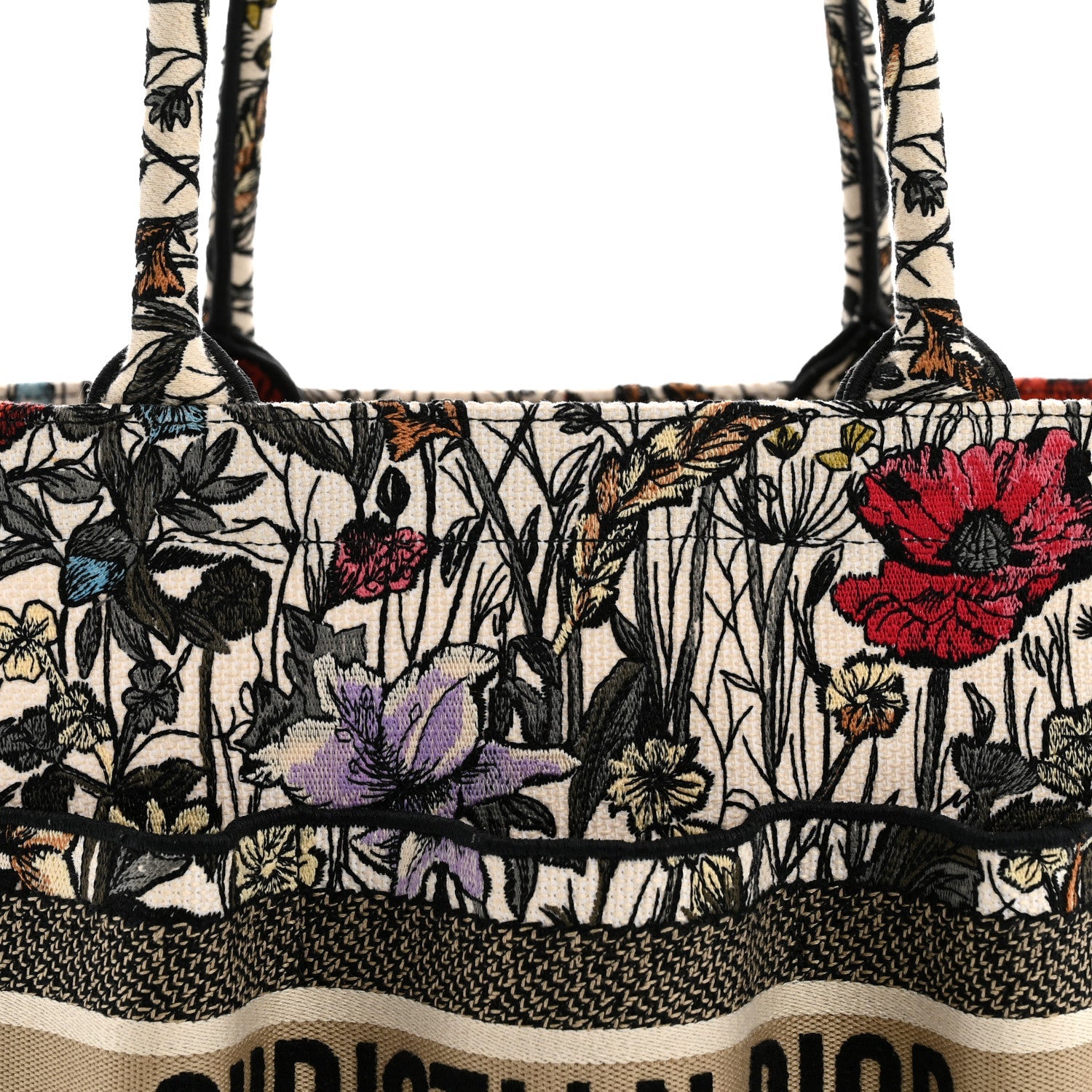 Christian Dior Canvas Embroidered Mille Fleurs Catherine Tote Multicolor
