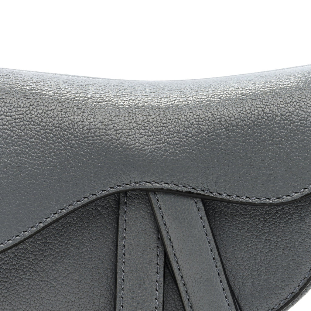 Christian Dior Grained Calfskin Mini Saddle Bag Sky Blue