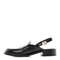 Glazed Calfskin CC Slingback Flats 38.5 Black