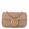 Gucci Calfskin Matelasse Super Mini GG Marmont Shoulder Bag Porcelain Rose