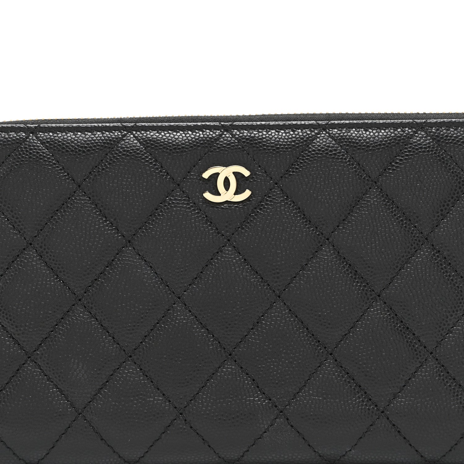 Caviar Quilted Large Zip Around Organizer Wallet Black