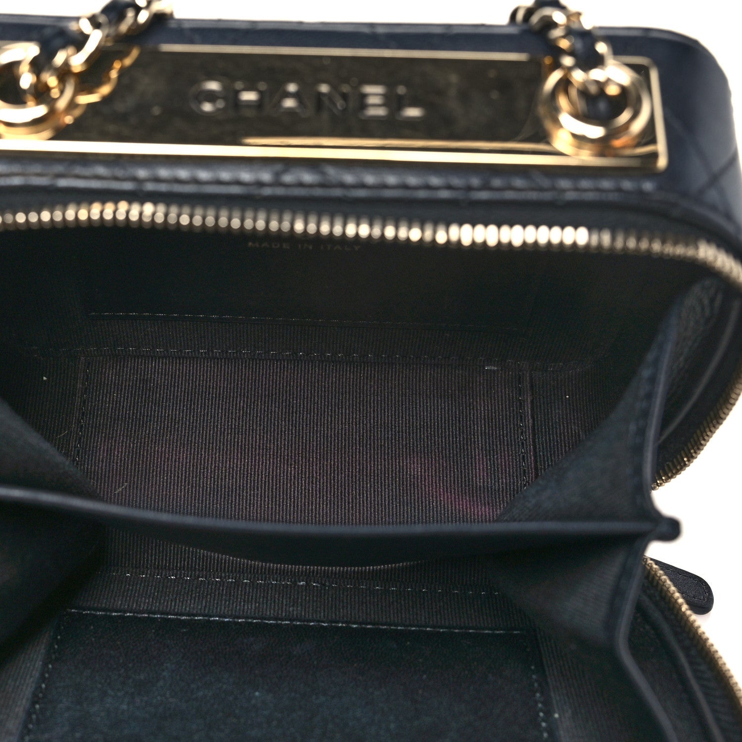 Chanel Lambskin Quilted Small Trendy CC Camera Case With Chain Navy