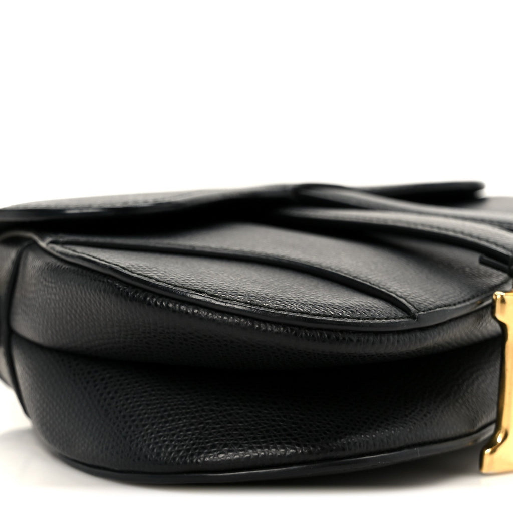 Christian Dior Grained Calfskin Mini Saddle Bag Black