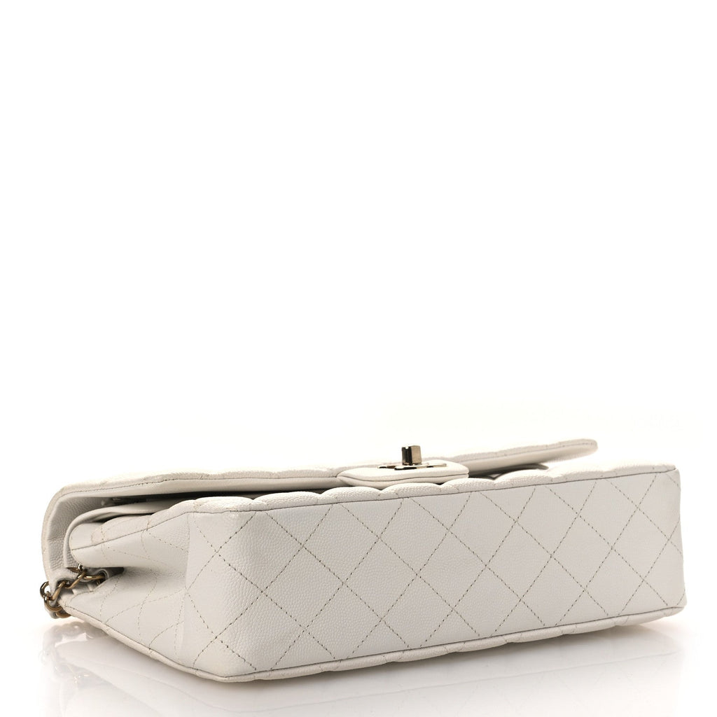 Chanel Caviar Quilted Medium Double Flap White