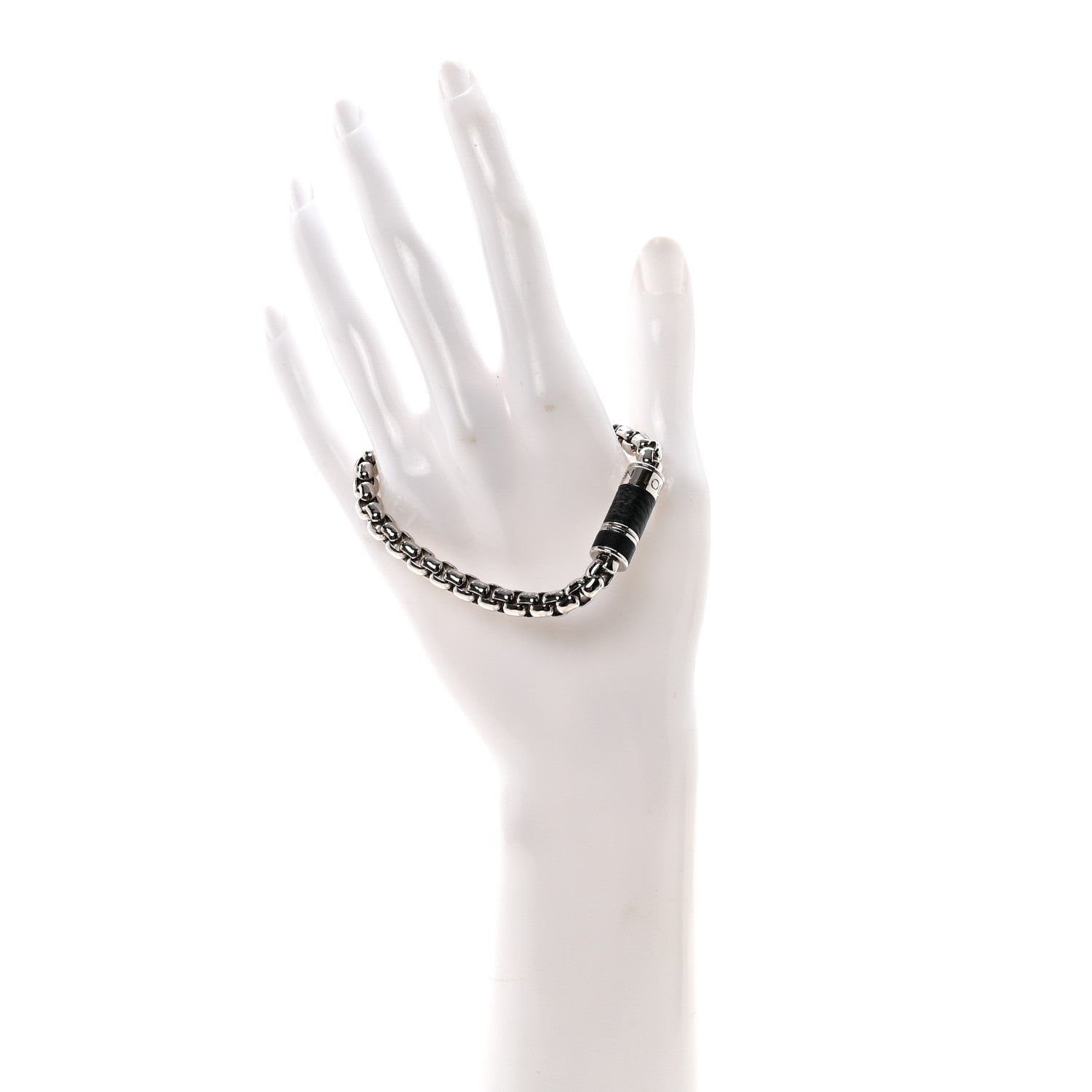 Louis Vuitton Monogram Eclipse Chain Bracelet Silver