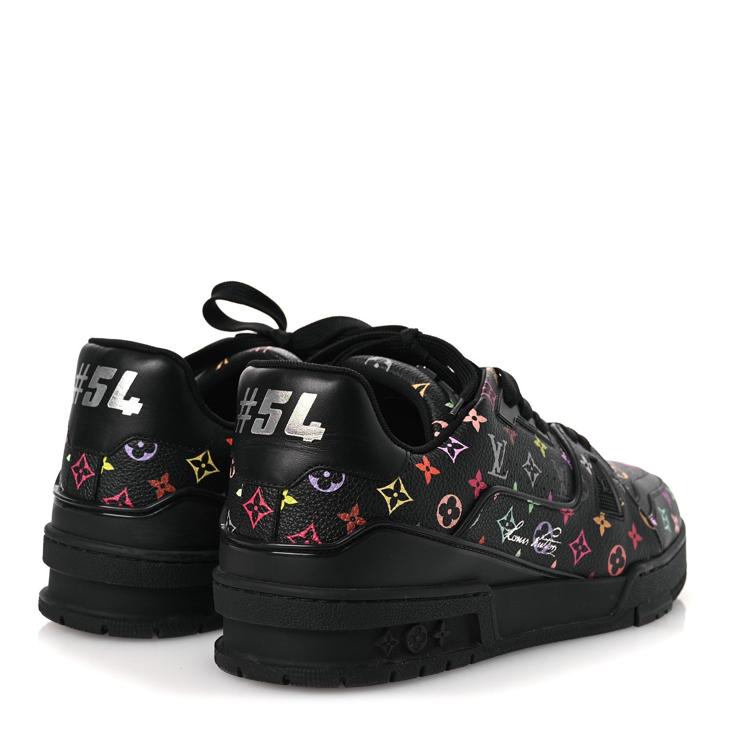 Louis Vuitton LV X TM Calfskin Monogram Multicolor Womens LV Trainer Sneakers 40 Black