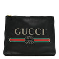 Gucci Pebbled Calfskin Medium Logo Portfolio Clutch Black