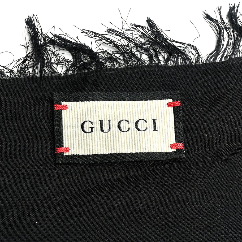 Gucci Viscose Modal GG Monogram Square Shawl Black