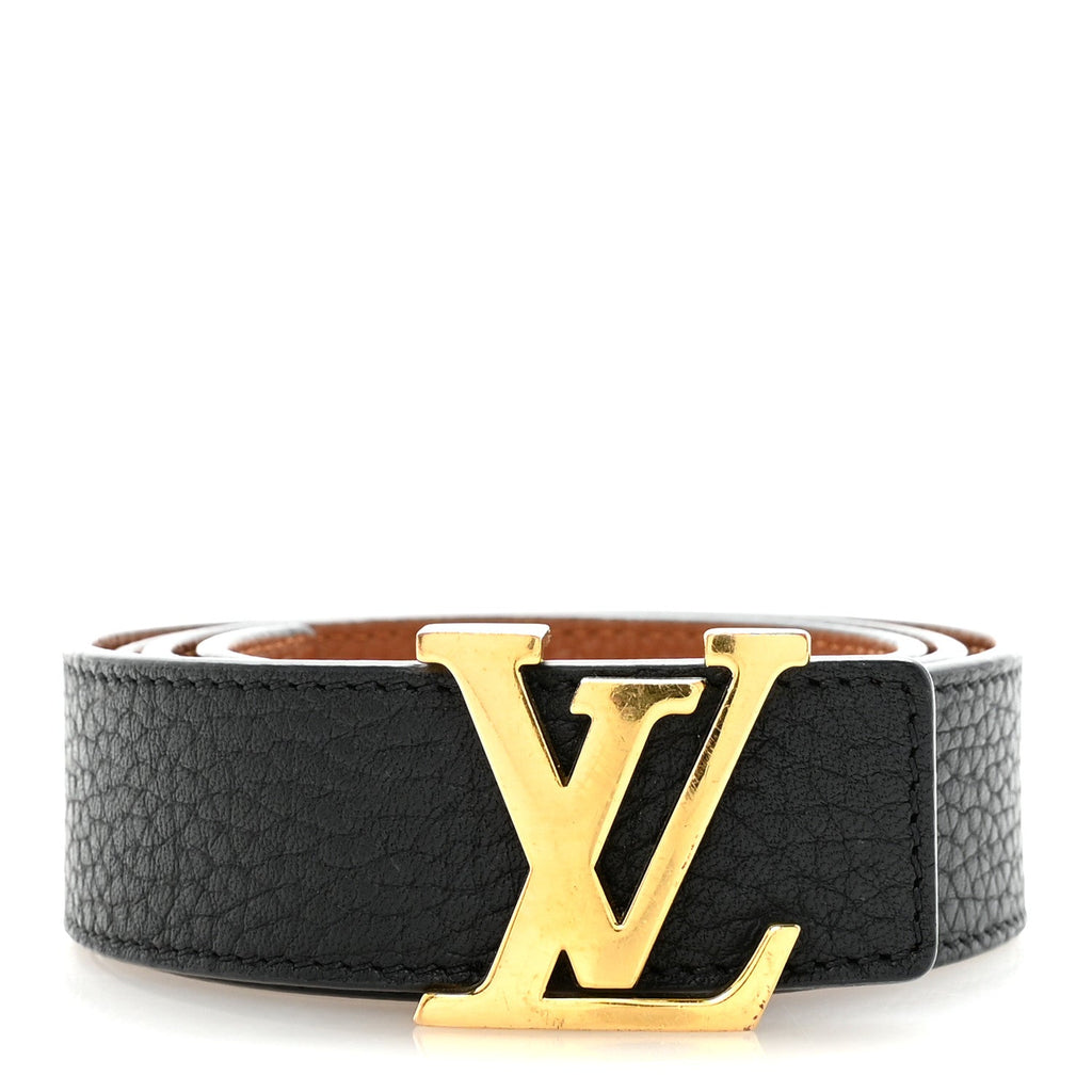 Louis Vuitton Taurillon Calfskin 30mm LV Initiales Reversible 80 32 Belt Black