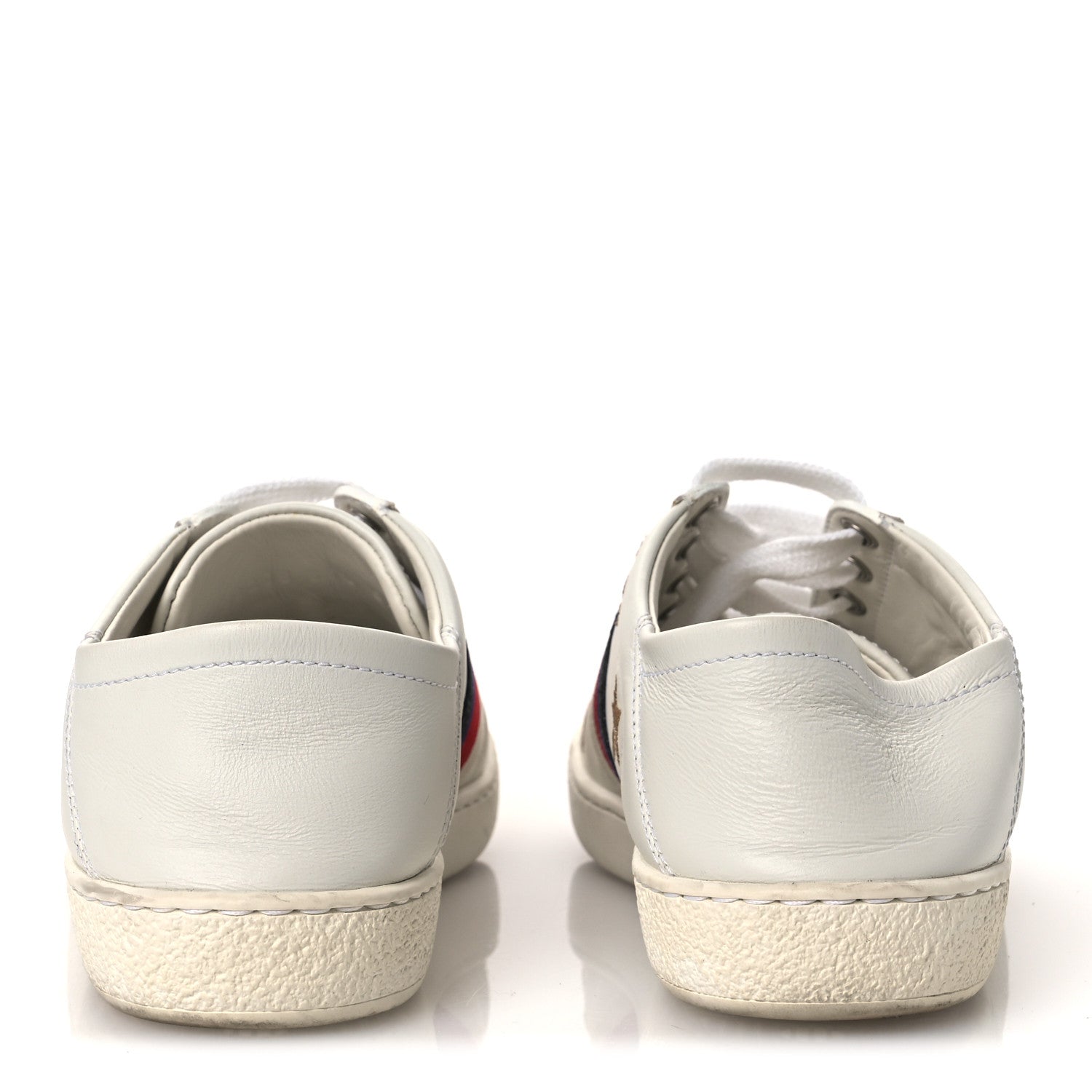 Gucci Calfskin Bee Star Embroidered Sylvie Web Ace Sneakers 35.5 White