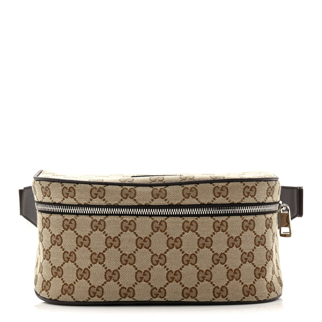 Gucci Monogram Dollar Calfskin Waist Pouch Beige Ebony Testa di Moro Marrone Scuro
