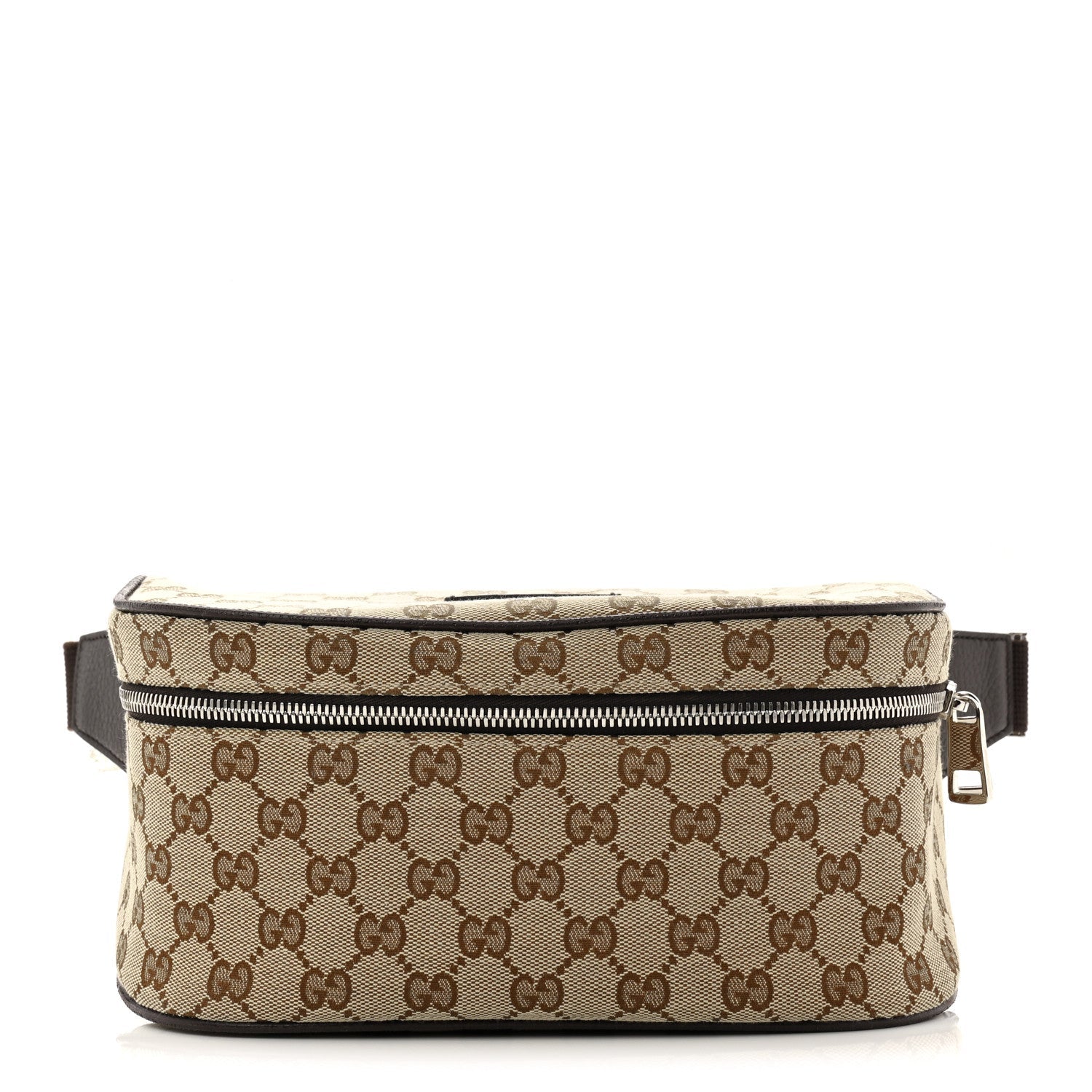 Gucci Monogram Dollar Calfskin Waist Pouch Beige Ebony Testa di Moro Marrone Scuro