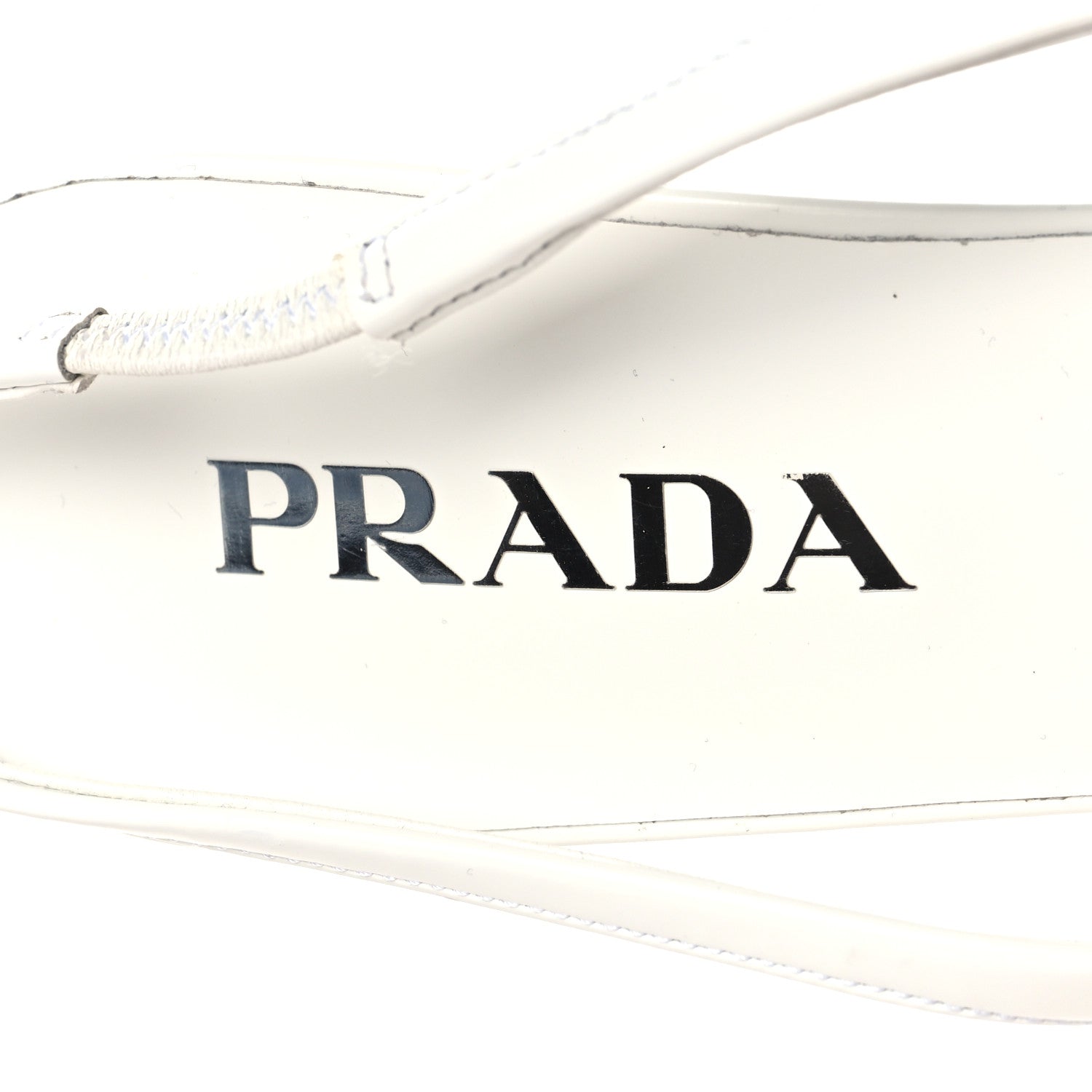 Prada Calfskin Triangle Logo Pointed Toe 75mm Slingback Pumps 38.5 White