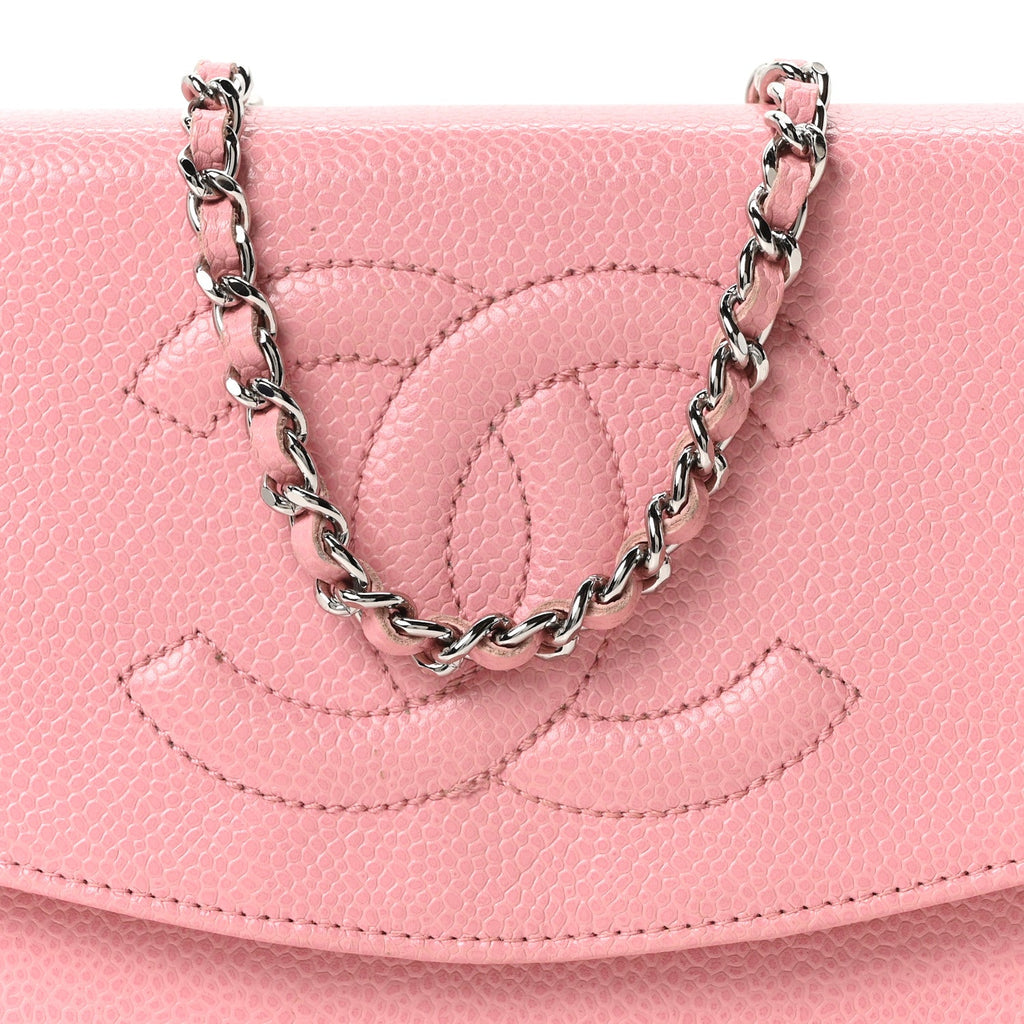 Chanel Caviar Timeless CC Wallet on Chain WOC Pink