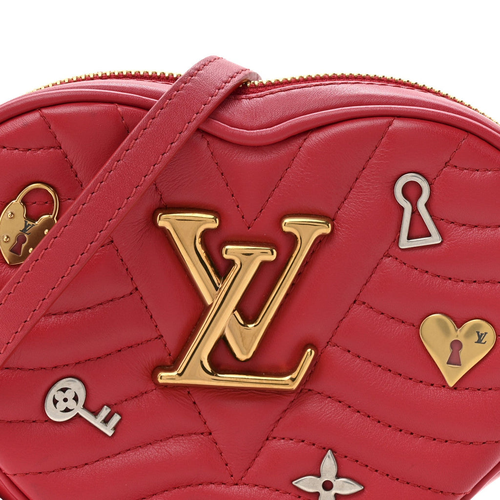 Louis Vuitton Calfskin Embellished New Wave Love Lock Heart Bag Ecarlate