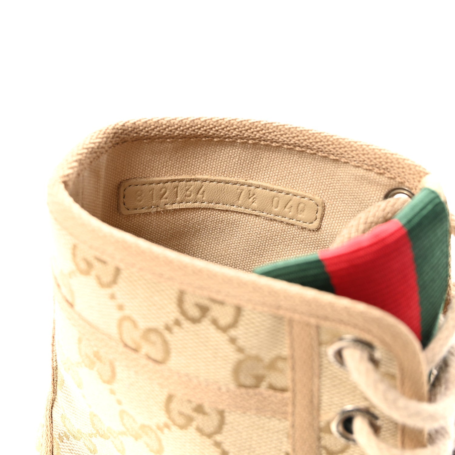 Gucci GG Monogram Web Mens Lug Sole Ankle Boots 7.5 New Sand