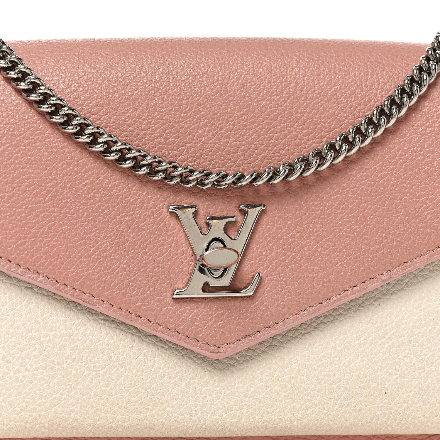 Louis Vuitton Calfskin My Lockme Chain Pochette Rose Ballet White